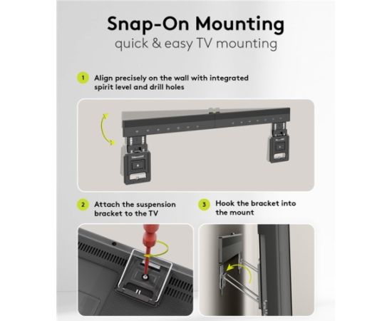 Goobay Wall mount Ultraslim TV Wall Mount Basic FIXED (XL) 43-100 " Black TV un monitoru stiprinājumi, kronšteini