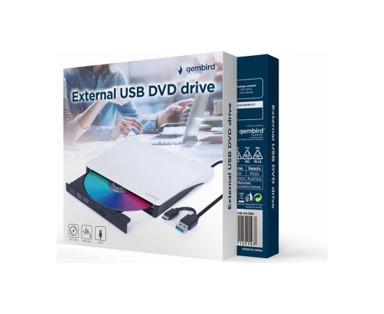 Gembird DVD-USB-031-BW External USB DVD drive, black-white