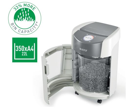 Leitz IQ OptiMax Small Office 350 Micro Cut Paper Shredder Security P5 22L - White Уничтожители документов