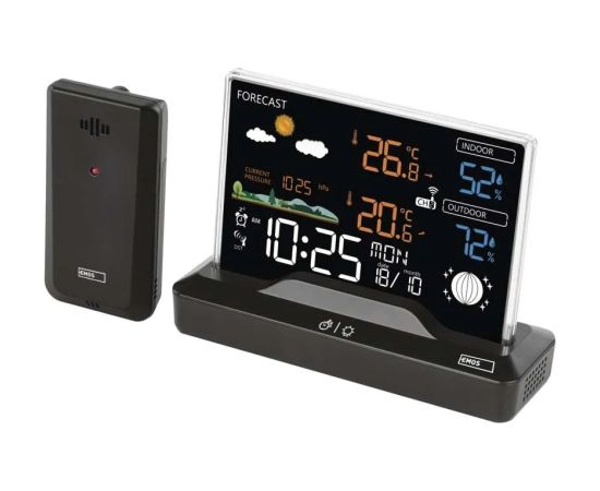 Emos Bezvadu digitālā meteoroloģiskā stacija ar āra sensoru, melna Meteoroloģiskās stacijas