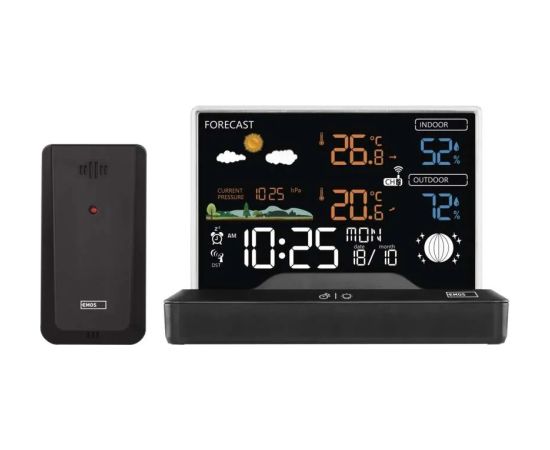 Emos Bezvadu digitālā meteoroloģiskā stacija ar āra sensoru, melna Meteoroloģiskās stacijas