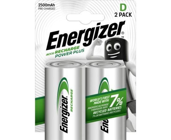 Uzlādējams akumulators HR20 (D) 1.2V 2500mAh Ni-Mh ENERGIZER (2vnt blister) Baterijas un akumulatori