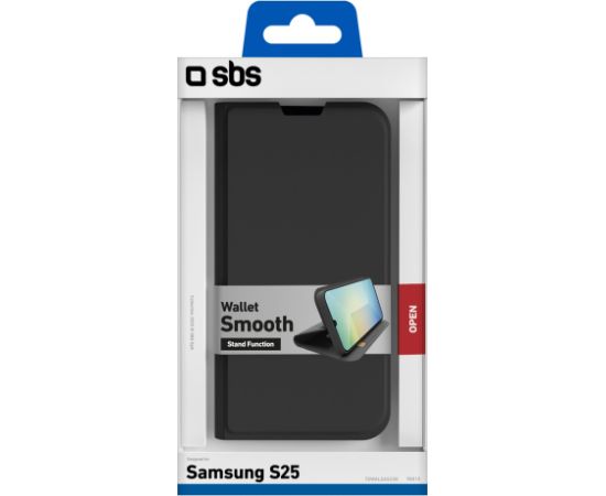 Samsung Galaxy S25 Wallet Smooth Case By SBS Black Чехлы - оригинальные