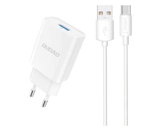 Dudao   Dudao A4EU USB-A 2.1A wall charger - white + USB-A - USB-C cable