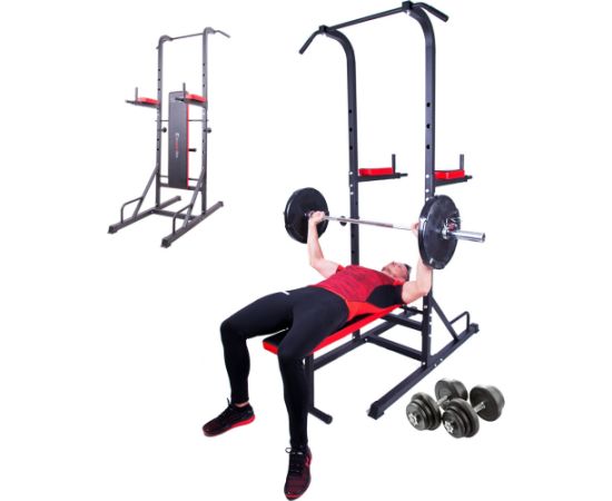 Hanteļu komplekts ar dip staciju inSPORTline Power Tower 3-50 kg Vingrošanas statīvi