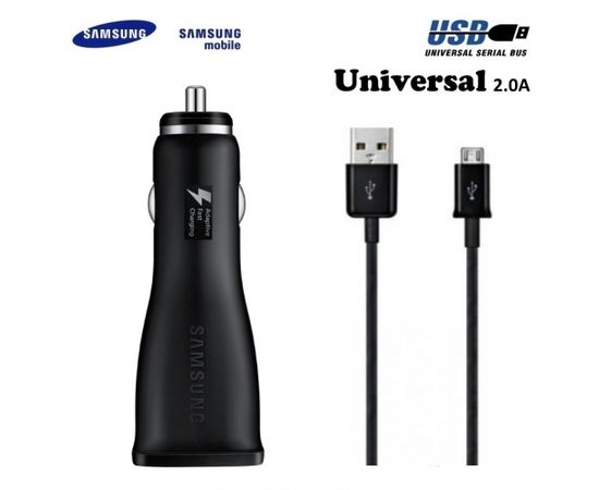 Samsung EP-LN915UBE 2A 15W USB Ātrs Auto Lādētājs + Micro USB 3.0 Kabelis Melns (EU Blister) Telefonu lādētāji 12v Automašīnām