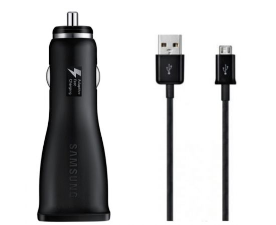 Samsung EP-LN915UBE 2A 15W USB Ātrs Auto Lādētājs + Micro USB 3.0 Kabelis Melns (EU Blister) Telefonu lādētāji 12v Automašīnām