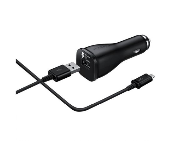 Samsung EP-LN915UBE 2A 15W USB Ātrs Auto Lādētājs + Micro USB 3.0 Kabelis Melns (EU Blister) Telefonu lādētāji 12v Automašīnām