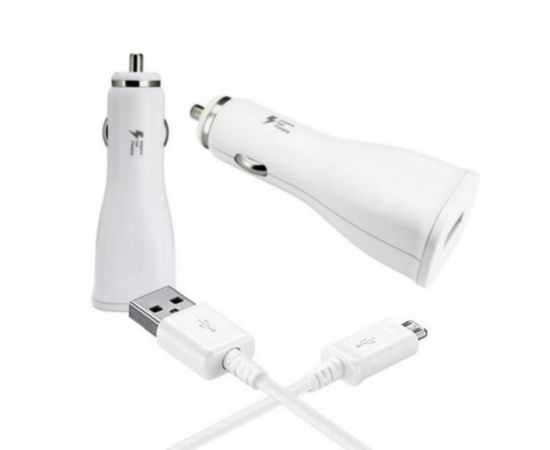 Samsung EP-LN915UWE 2A 15W USB Авто зарядка быстрого заряда  + Micro USB 3.0 Кабель Белый (EU Blister)