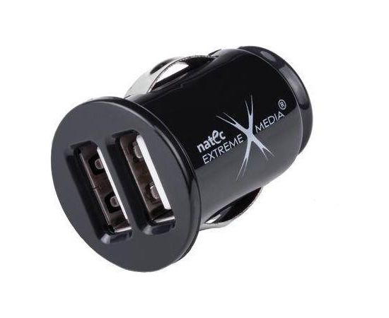 Natec car charger 12V/24V->2x USB 5V/2A, Mini, Black, Blister