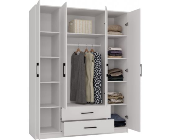 Top E Shop Topeshop ROMANA 160 BIEL KPLB bedroom wardrobe/closet 11 shelves 4 door(s) White Skapji