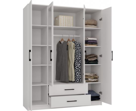 Top E Shop Topeshop ROMANA 160 BIEL bedroom wardrobe/closet 11 shelves 4 door(s) White Шкафы
