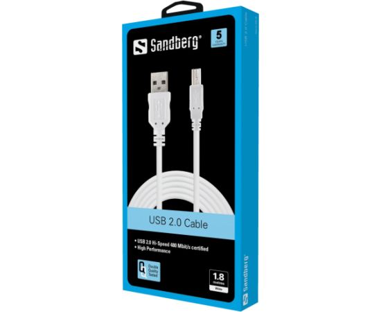 Sandberg 502-78 USB 2.0 A-B male 1.8m Data USB kabeļi