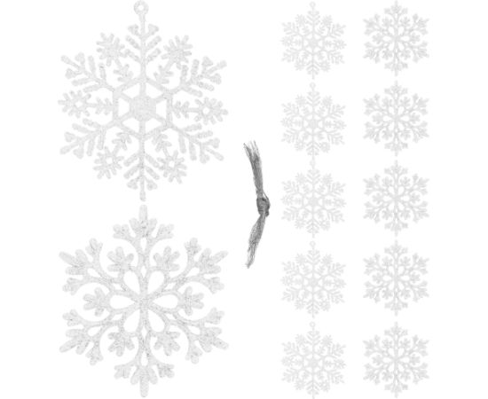 Набор украшений для елки - снежинки Springos CA0750, 10 см, 12 шт. Ziemassvētku dekorācijas