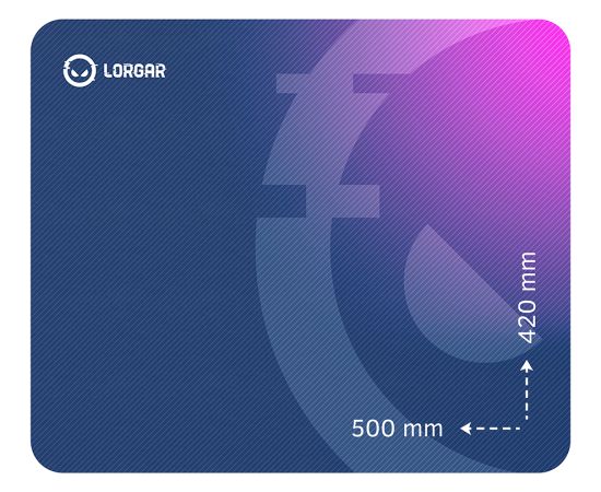 Lorgar Main 135, Gaming mouse pad, High-speed surface, Purple anti-slip rubber base, size: 500mm x 420mm x 3mm, weight 0.41kg Palikņi pelēm