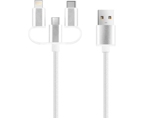 Кабель Setty 3 в 1 USB - Lightning + USB-C + microUSB 1,0 м 2A KT-3W1 белый JMP Дата USB-кабели