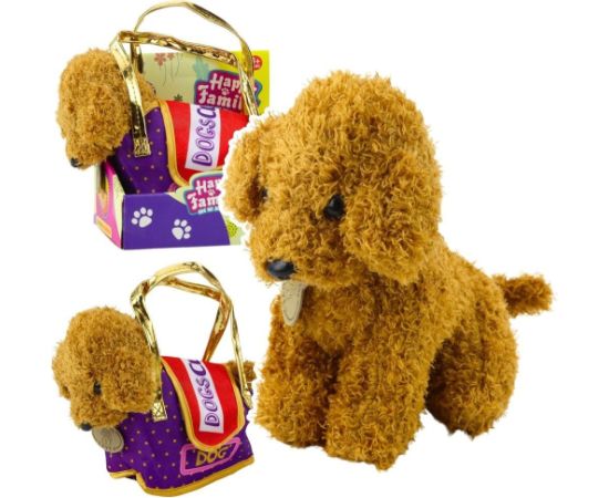 Leantoys Piesek Pudel W Torbie Na Rzep Maskotka Przytulanka Jasnobrązowy