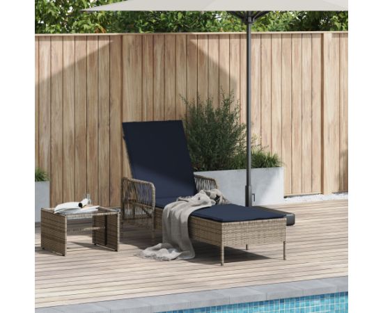 vidaXL Leżak Szary PE Rattan 157 x 55 x 92 cm Składany Leżak Guļamkrēsli un sauļošanās krēsli