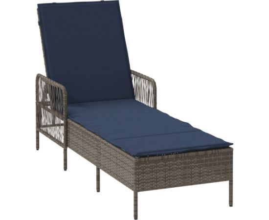 vidaXL Leżak Szary PE Rattan 157 x 55 x 92 cm Składany Leżak Guļamkrēsli un sauļošanās krēsli