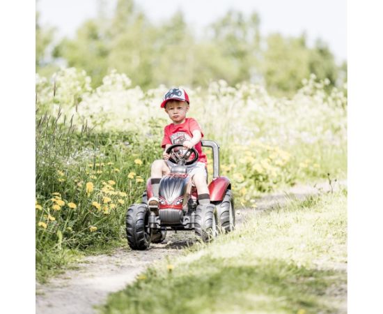 Falk FALK Traktorek Czerwony Valtra S4 na Pedały z Przyczepką od 3 Lat