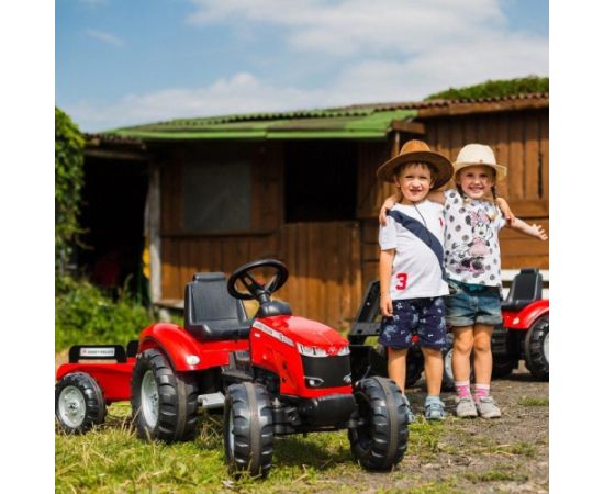 Falk FALK Traktor Massey Ferguson Czerwony na Pedały z Przyczepką od 3 Lat