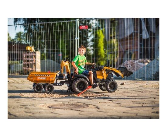 Falk FALK Traktor Case IH Backhoe Pomarańczowy z Przyczepką Ruchoma Łyżka od 3 Lat
