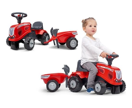 Falk FALK Traktorek Baby Mac Cormick Czerwony z Przyczepką + akc. od 12 miesięcy