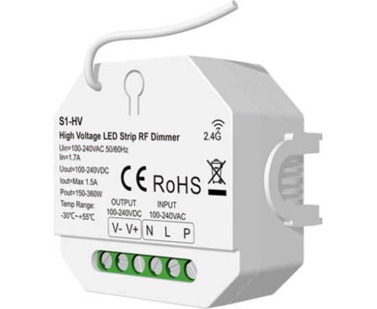 Skydance Kонтроллер для светодиодных лент S1-HV, 1Ch, 230V, 150-360W Viedās lampas un spuldzes