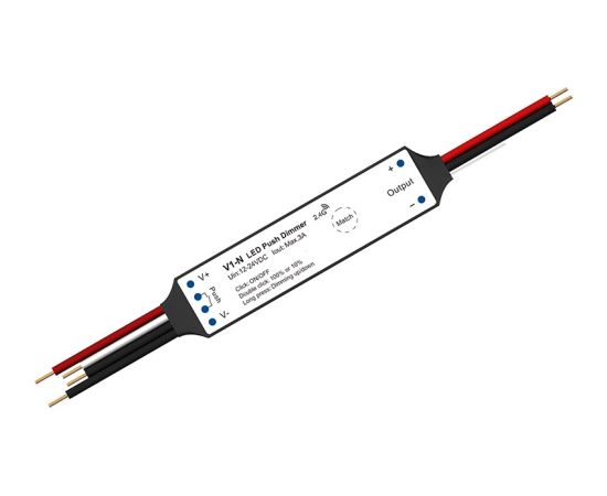 Skydance V1-N контроллер для светодиодных лент, 12-24V, 1x 3A, Push-Dimm Viedās lampas un spuldzes Skydance V1-N контроллер для светодиодных лент, 12-24V, 1x 3A, Push-Dimm Viedās lampas un spuldzes