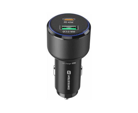 Swissten Автомобильное зарядное устройство USB-C PD / USB 63W