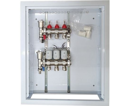 Hismart Heating Manifold 3 Loops with Thermal Actuators NC AC230V and Flow Meters Viedie slēdži