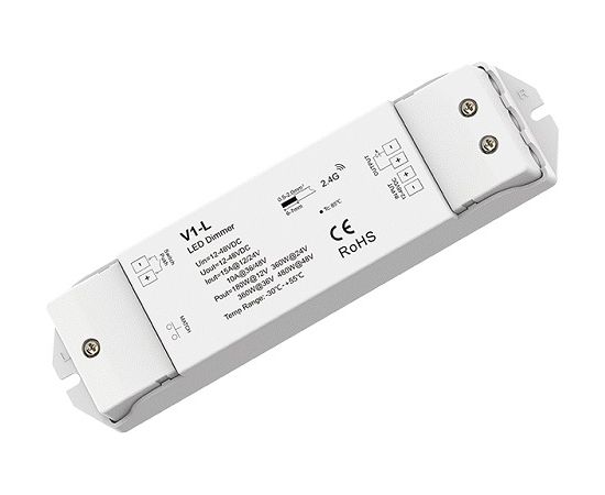 Skydance V1-L контроллер для светодиодных лент, 12-48V, 1x15A, Push-Dimm Viedās lampas un spuldzes Skydance V1-L контроллер для светодиодных лент, 12-48V, 1x15A, Push-Dimm Viedās lampas un spuldzes