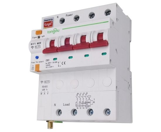 TUYA Умный 4-полюсный переключатель Wi-Fi, RS485, 63A Viedie slēdži