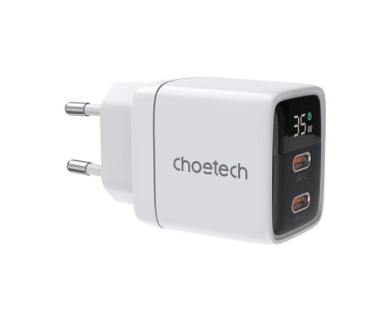 Зарядное устройство CHOETECH GaN 2xUSB Type-C: 35 Вт, PD Зарядное устройство CHOETECH GaN 2xUSB Type-C: 35 Вт, PD