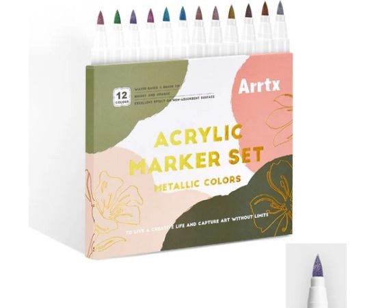Acrylic Marker Pens ARRTX, 12 Metallic Colors