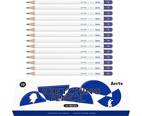 Drawing Sketch Pencil Set ARRTX 2B, 14pcs