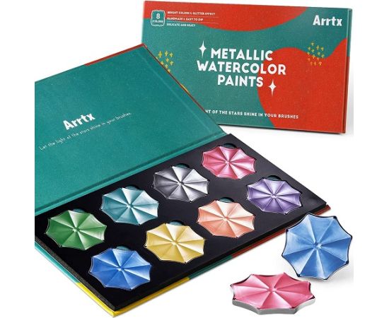 8 Colors Metallic Watercolor Solid Paints APW-001-M0108