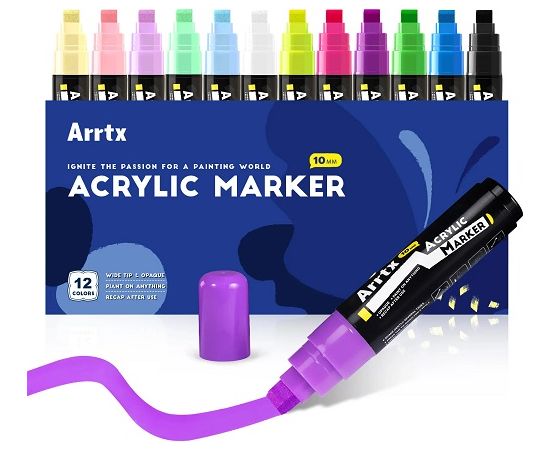 Acrylic Marker Pens ARRTX, 12 Colours