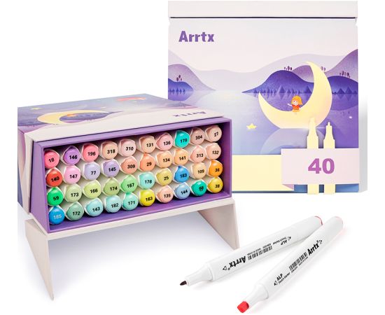 Double-sided Marker Pens ARRTX Alp, 40 Colours, pastel tone shade