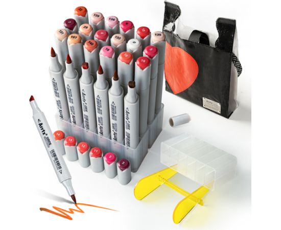 Double-sided Marker Pens ARRTX Oros, 24 Colours, red tone shade