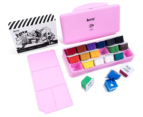Professional gouache ARRTX, 18x30 ml colors, pink box Professional gouache ARRTX, 18x30 ml colors, pink box