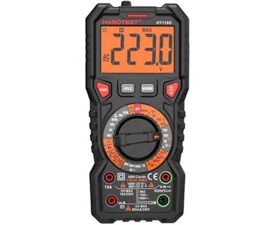 Habotest Multimeter DC1000V/10A, AC750V/10A