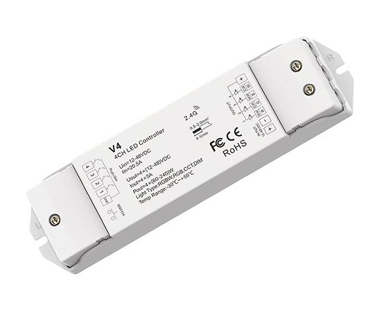 Skydance V4 контроллер для светодиодных лент, 12-48V, 4x5A, + Push DIM Viedās lampas un spuldzes Skydance V4 контроллер для светодиодных лент, 12-48V, 4x5A, + Push DIM Viedās lampas un spuldzes