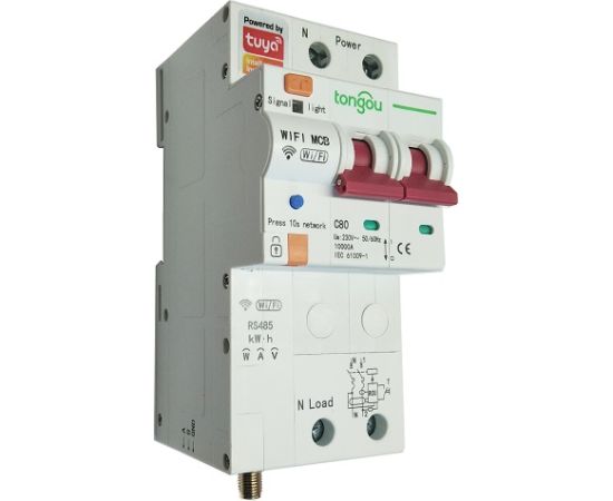TUYA Умный 2-полюсный  переключатель Wi-Fi, RS485, 80A Viedie slēdži