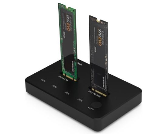 Extradigital SSD Dual Bays Docking Station M.2 NVME+SATA, USB-A, USB-C C Ārējo HDD, SSD korpui