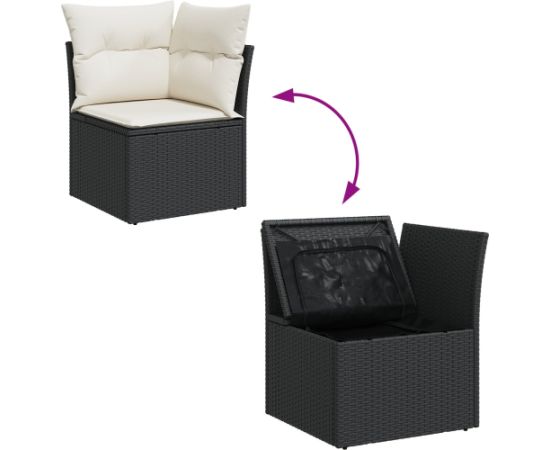 vidaXL 7 Częściowy Zestaw Sof Ogrodowych z Poduszkami Czarny Polirattan Dārza mēbeļu komplekti