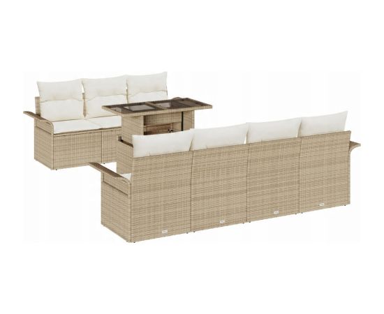 vidaXL 8 Częściowy Zestaw Sof Ogrodowych Z Poduszkami Beżowy Polirattan Dārza mēbeļu komplekti