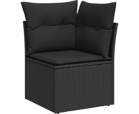 Zestaw sof ogrodowych vidaXL w 7 częściach z poduszkami Czarny Polirattan, Sofa ogrodowa 2-osobowa vidaXL z miejscem do przechowywania i poduszkami Czarny Polirattan Dārza mēbeļu komplekti