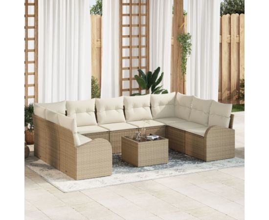 vidaXL Zestaw 10 Częściowej Sofy Ogrodowej z Poduszkami Brązowy Rattan PE Dārza mēbeļu komplekti