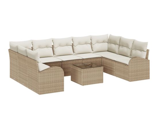 vidaXL Zestaw 10 Częściowej Sofy Ogrodowej z Poduszkami Brązowy Rattan PE Dārza mēbeļu komplekti